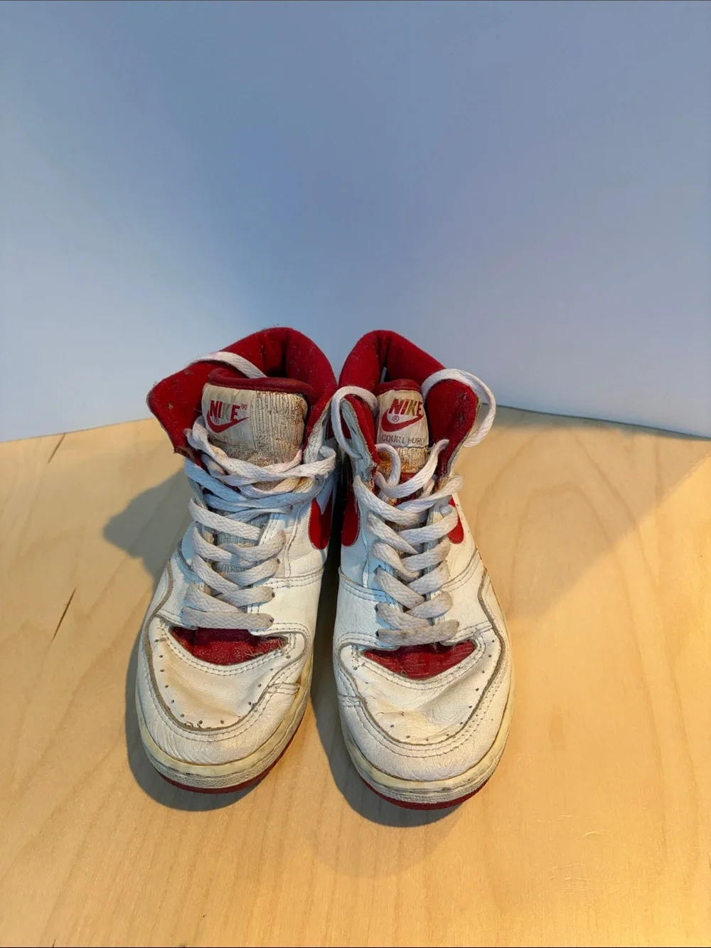 Nike Red & White High-Top Sneakers with Swoosh
